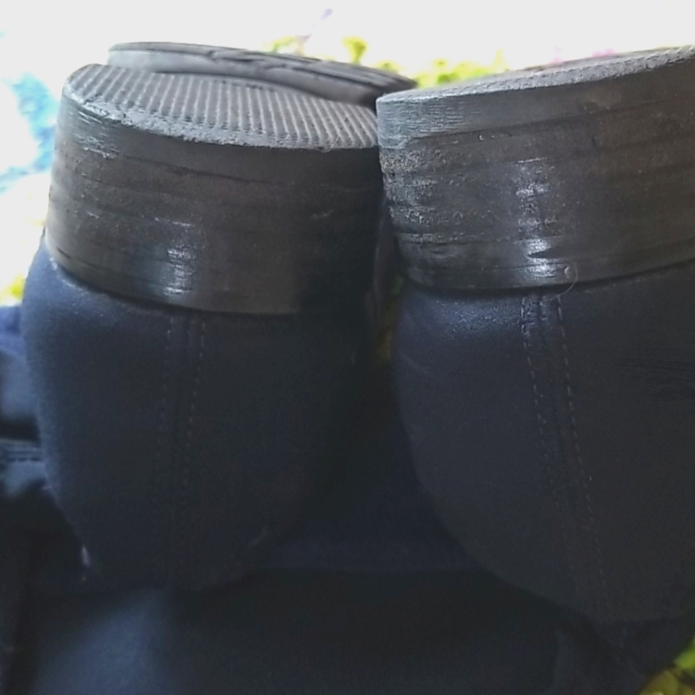 STUART WEITZMAN 50/50 Navy BLUE Suede Black Stretch Back Comfy Iconic OTK BOOT 7 - Picture 11 of 16